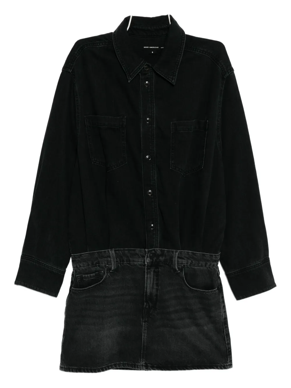Good American Denim Shirt Dress In Black