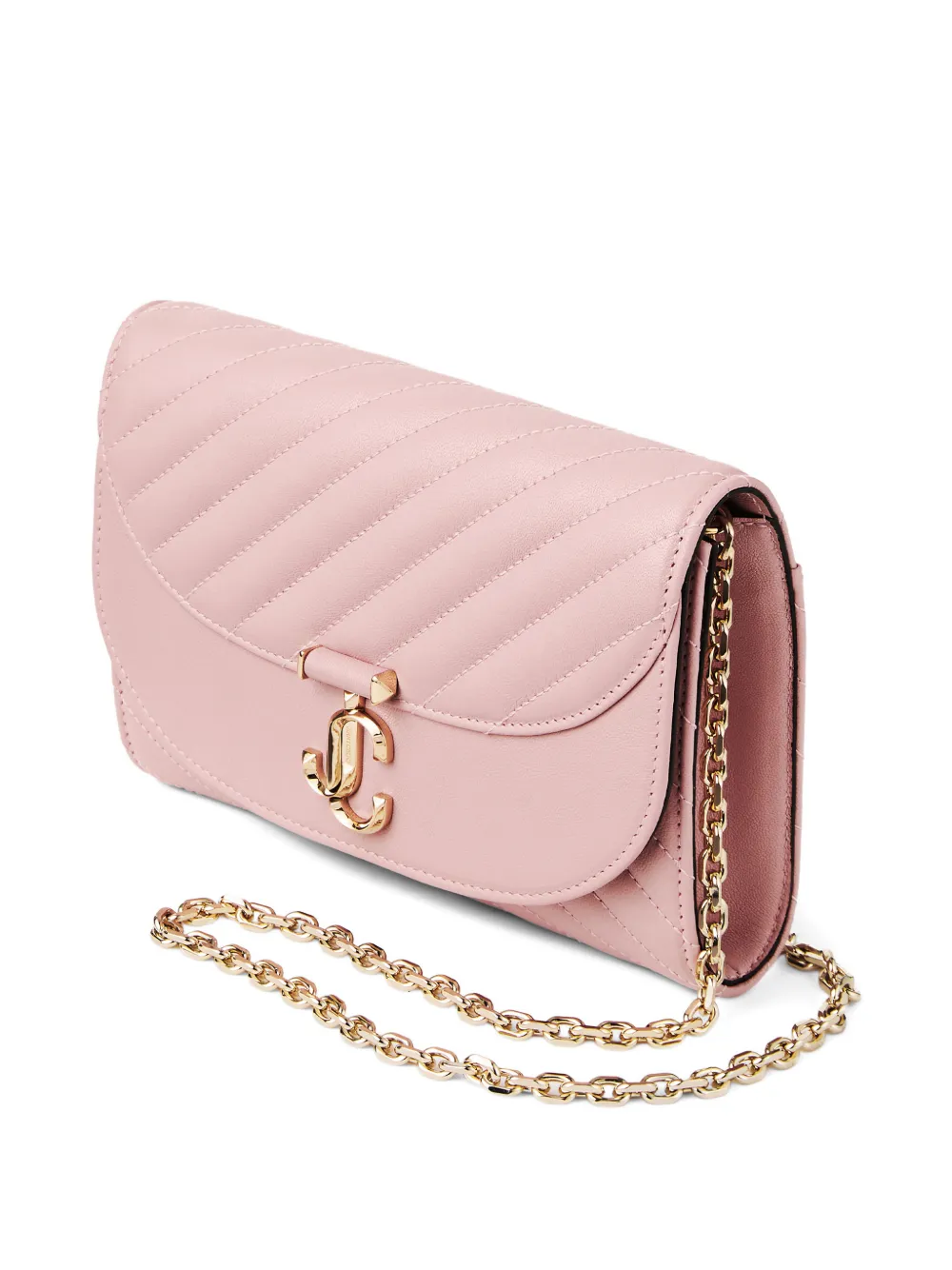Jimmy Choo Curve gewatteerde clutch met kettingband Roze