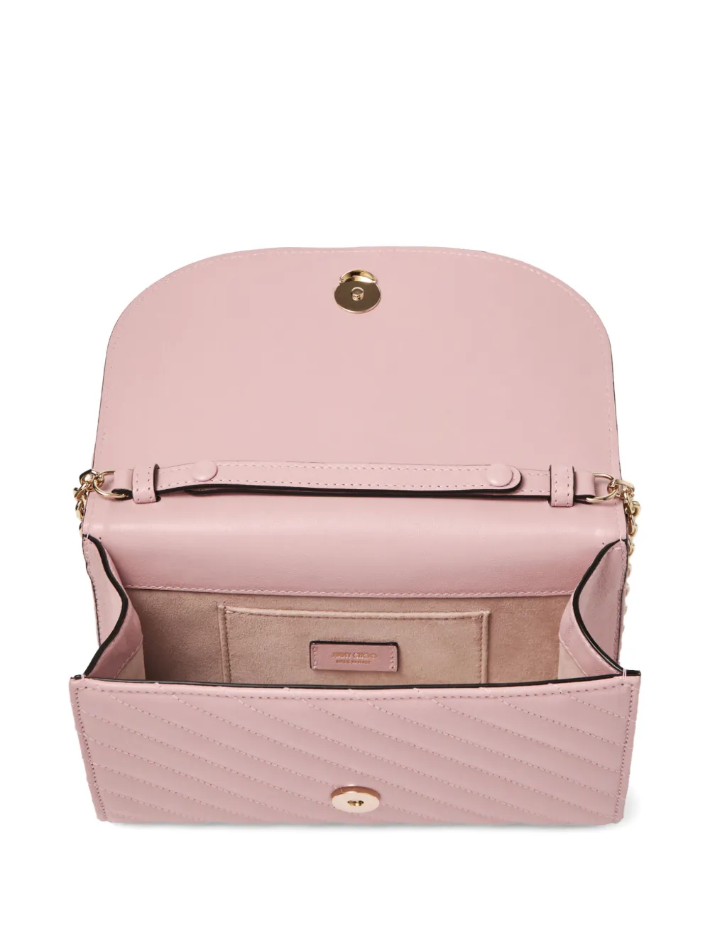 Jimmy Choo Curve gewatteerde clutch met kettingband Roze