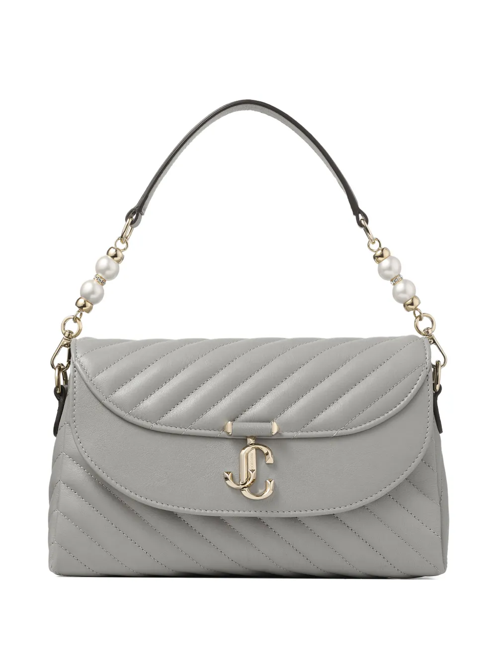 Jimmy Choo quilted curve-handle shoulder bag - Grigio