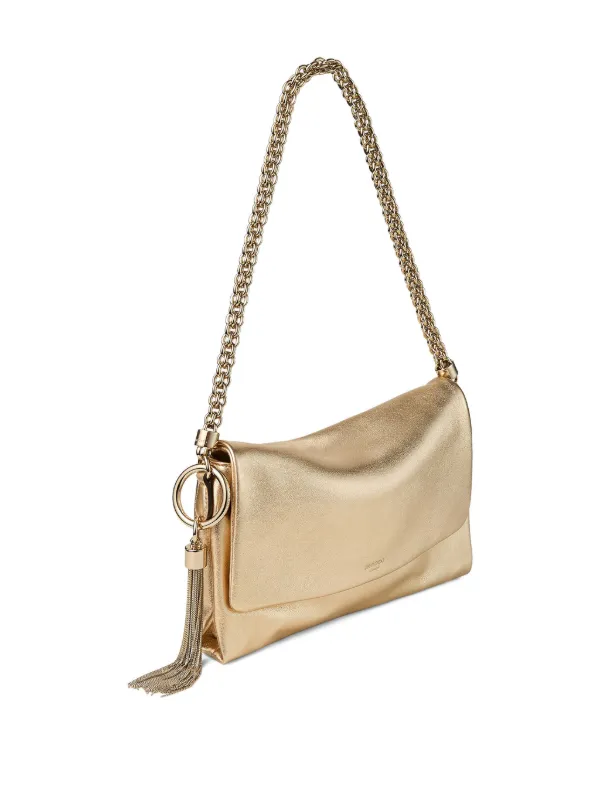 Jimmy Choo Callie Flap Chain Shoulder Bag | Gold | FARFETCH