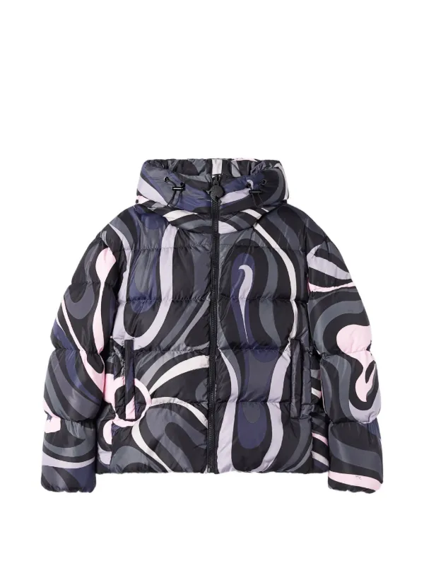 Pucci Marmo-print Down Jacket in Black