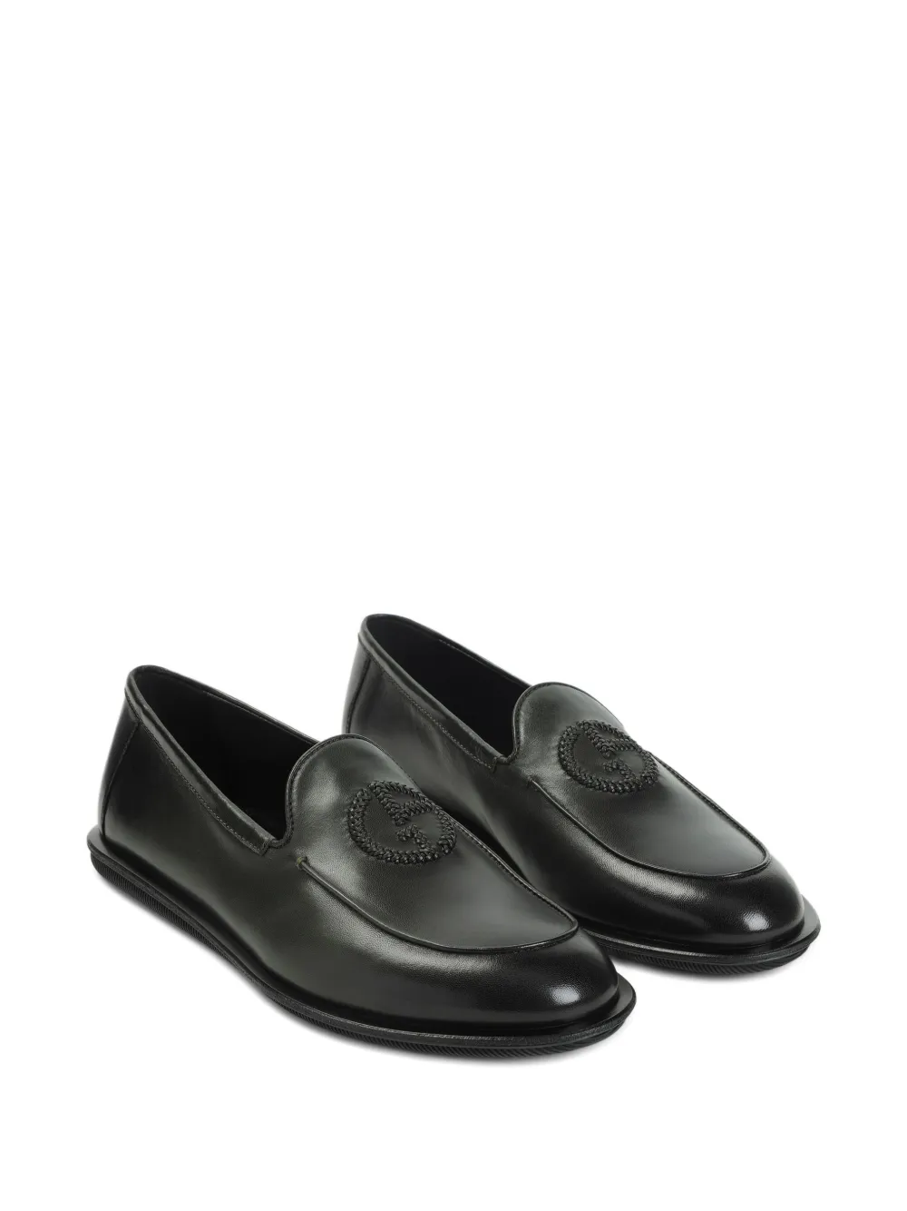 Giorgio Armani logo-appliqué leather loafers | Image 2