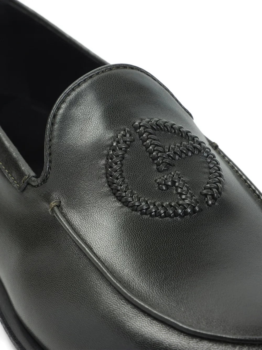 Giorgio Armani Leren loafers met logo-applicatie Zwart