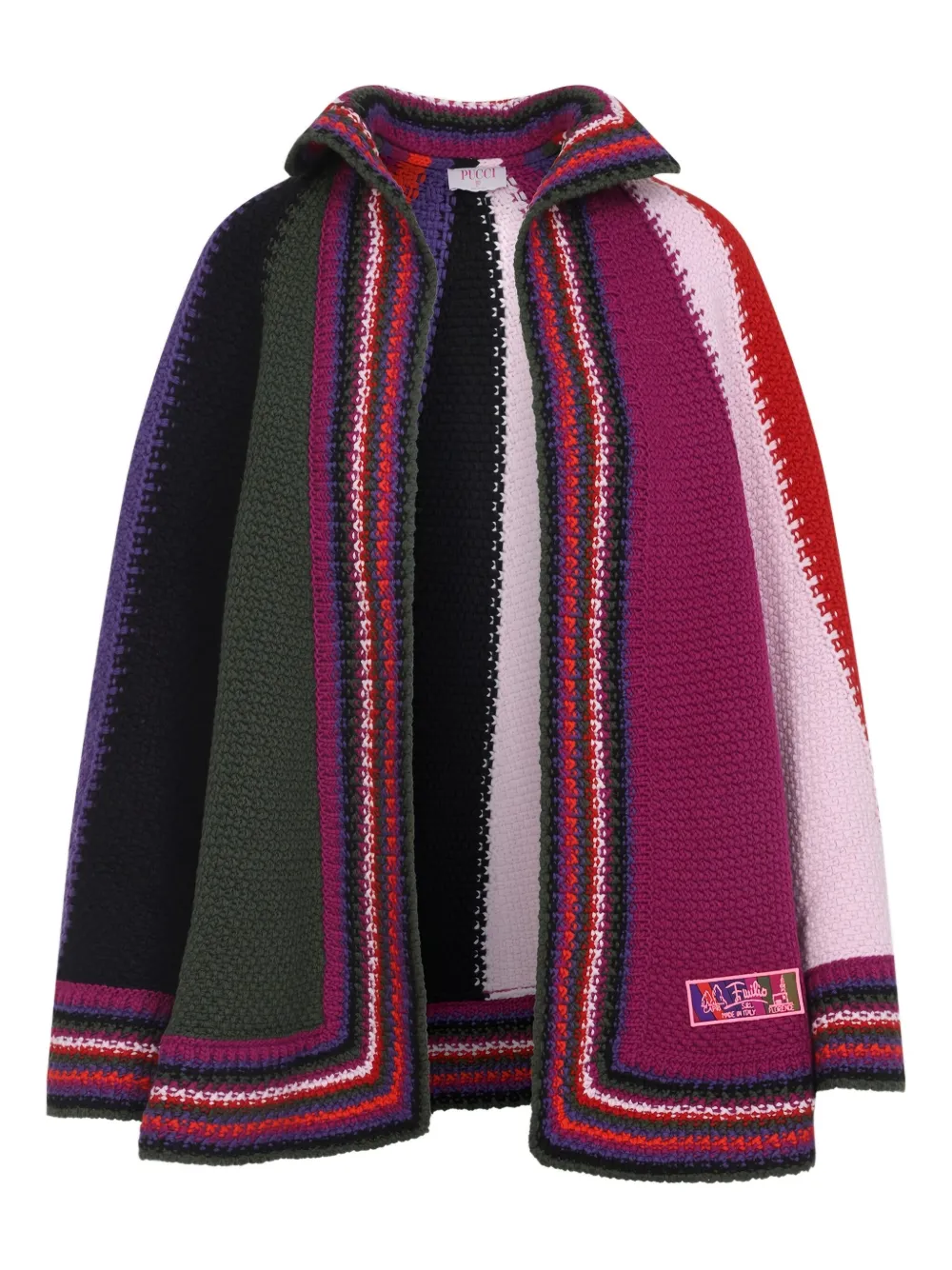 Pucci Wool Striped Cape In Multi