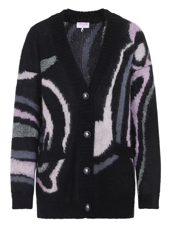 Pucci Oversized Cardigan with Marmo Inlay in Black