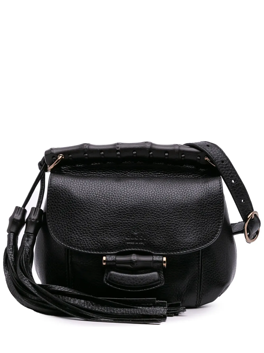Gucci Pre-Owned 2016-2025 スモール レザー バンブー ヌーボー フリンジ ショルダーバッグ - ブラック