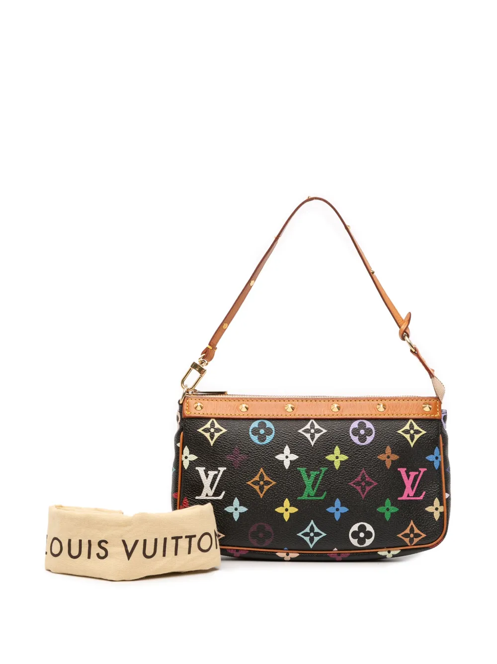 Pre-owned Louis Vuitton 2004 Monogram Multicolore Pochette Accessoires Shoulder Bag In Black