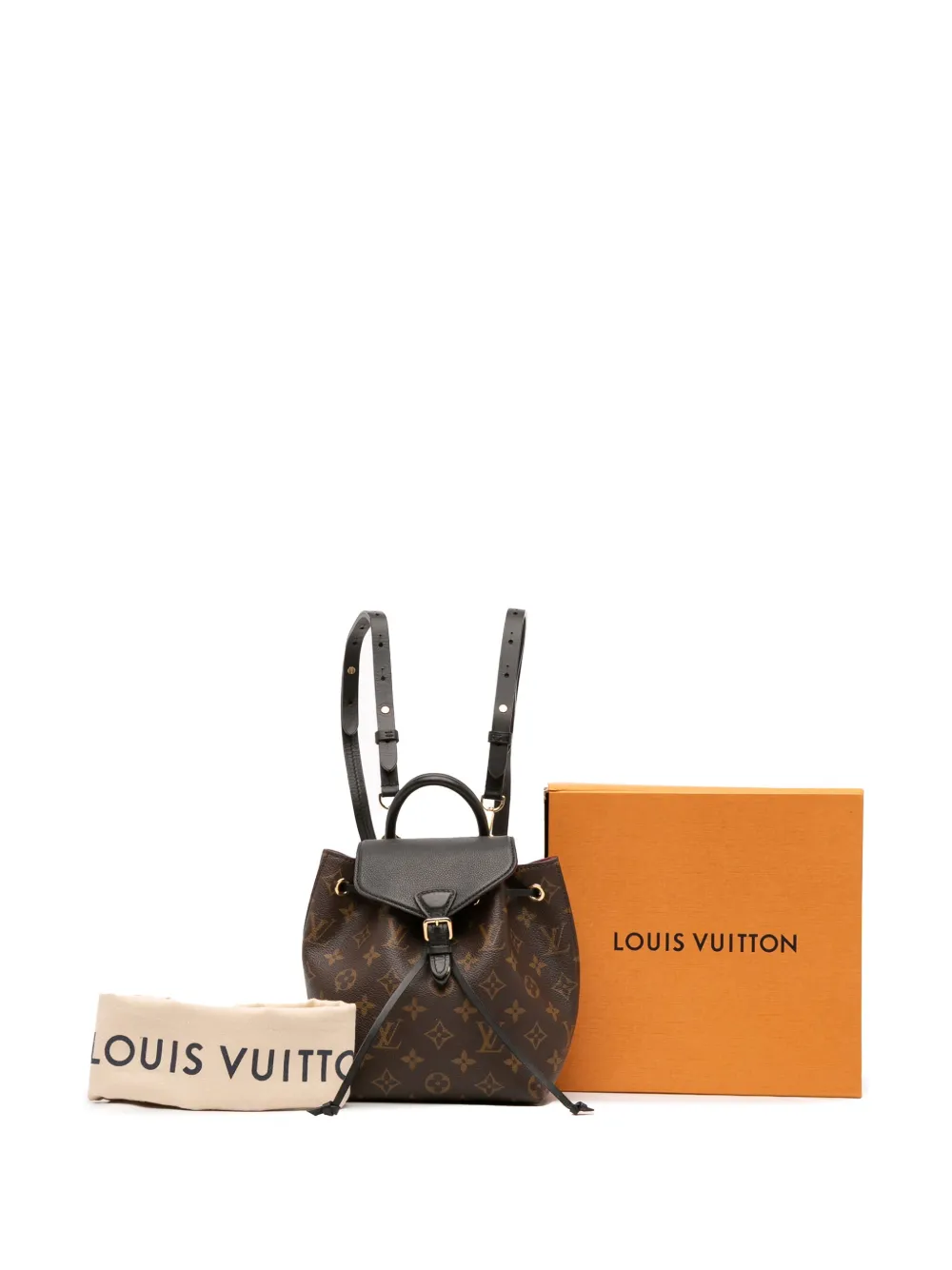 Pre-owned Louis Vuitton 2020 Monogram Montsouris Bb Backpack In Black