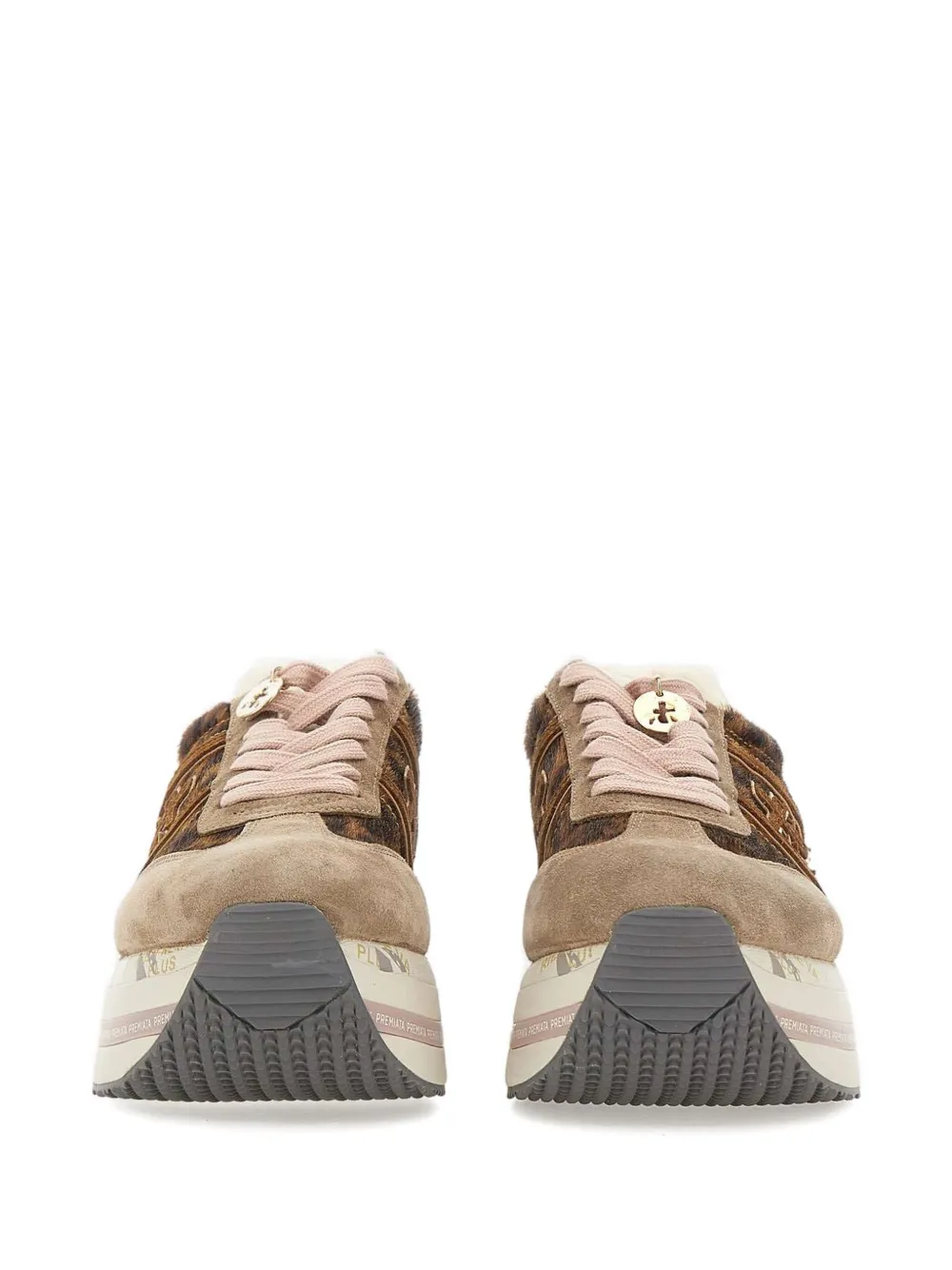 Premiata Beth 7741 sneakers met plateauzool en dierenprint Bruin