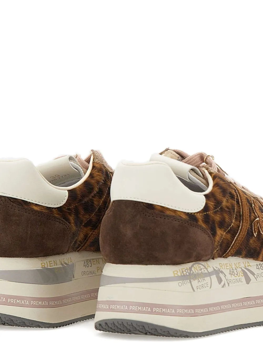 Premiata Beth 7741 sneakers met plateauzool en dierenprint Bruin