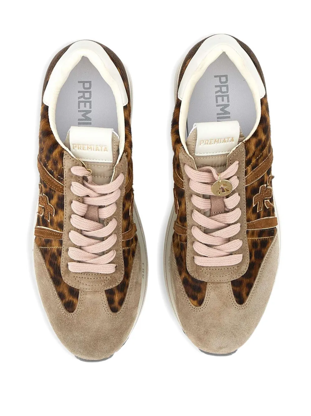 Premiata Beth 7741 sneakers met plateauzool en dierenprint Bruin
