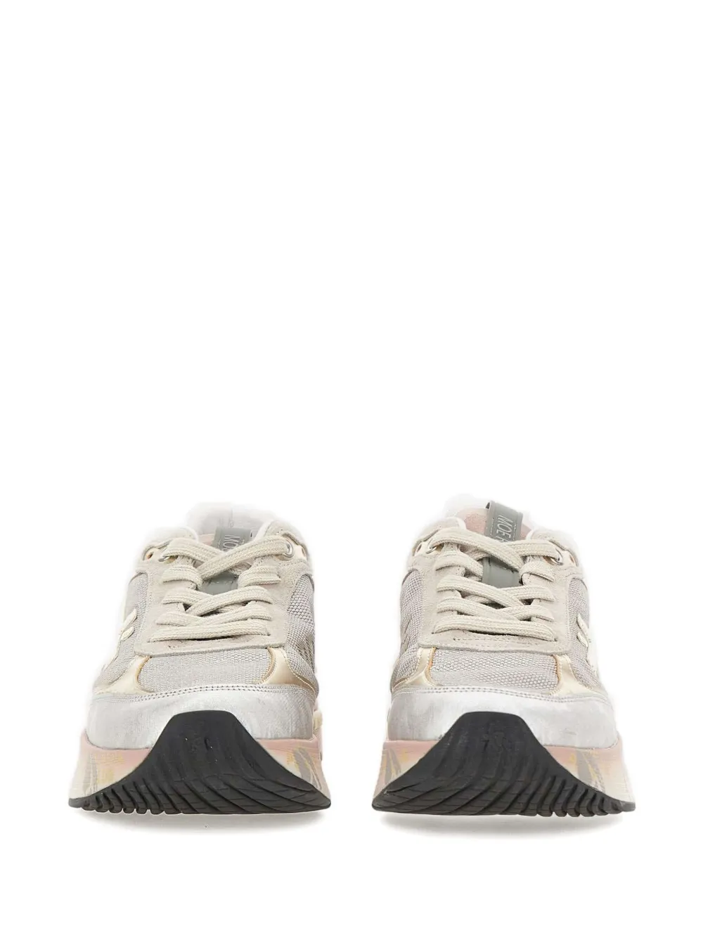 Premiata Chunky Multicolour Sneakers With Metallic And Leather Panels In Silver