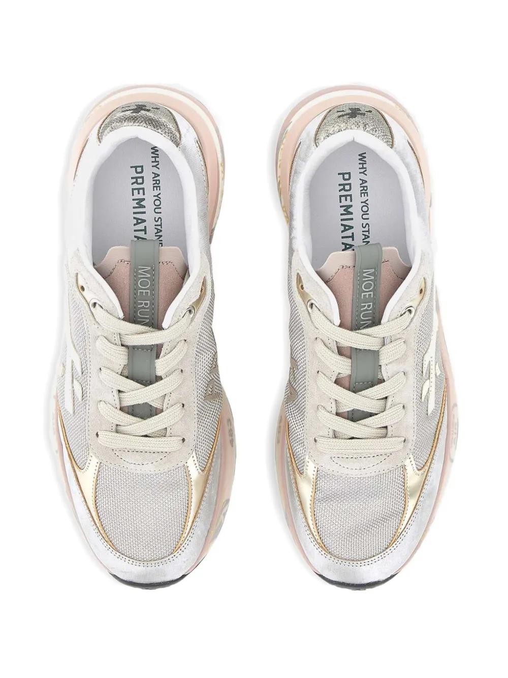 Premiata Chunky Multicolour Sneakers With Metallic And Leather Panels In Silver