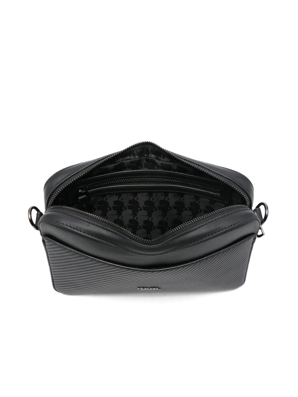 Karl Lagerfeld Logo-plaque Messenger Bag In Black