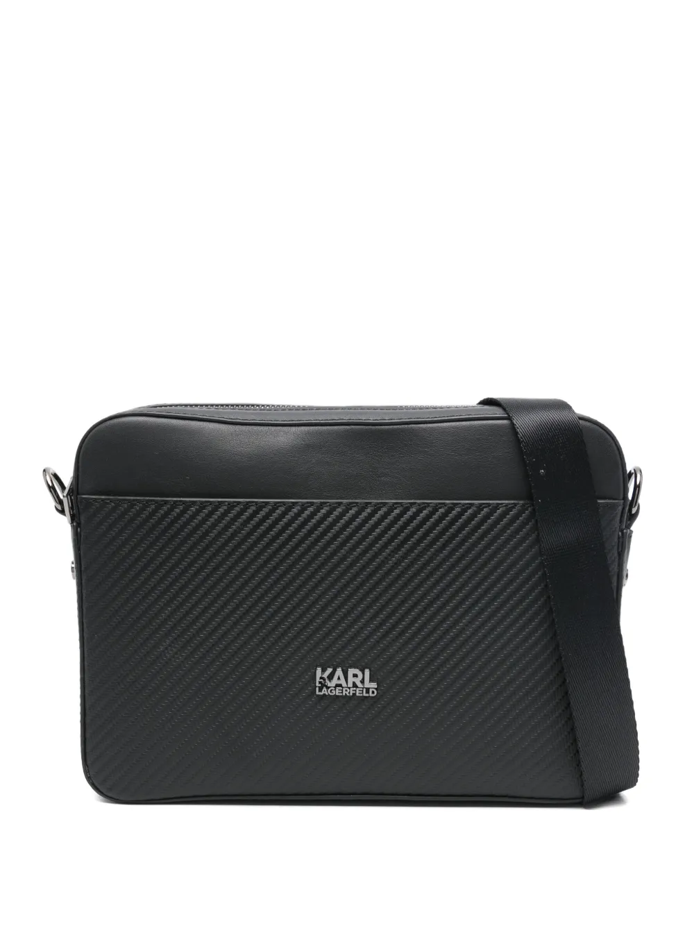 Karl Lagerfeld Logo-plaque Messenger Bag In Black