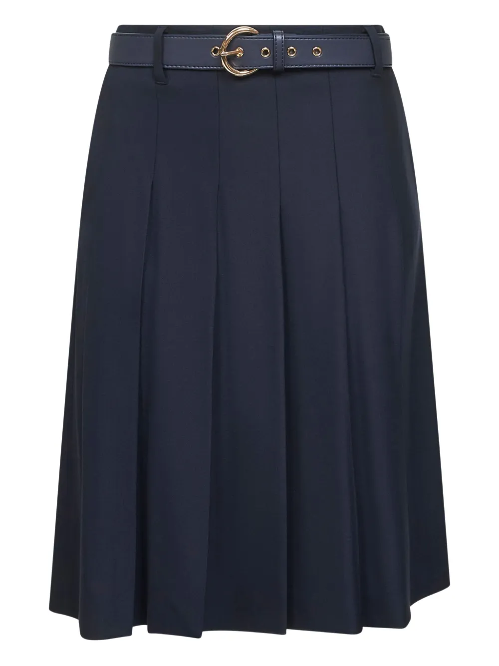 Max Mara Blue Stretch Wool Twill Gimmy Pleated Skirt In Blue