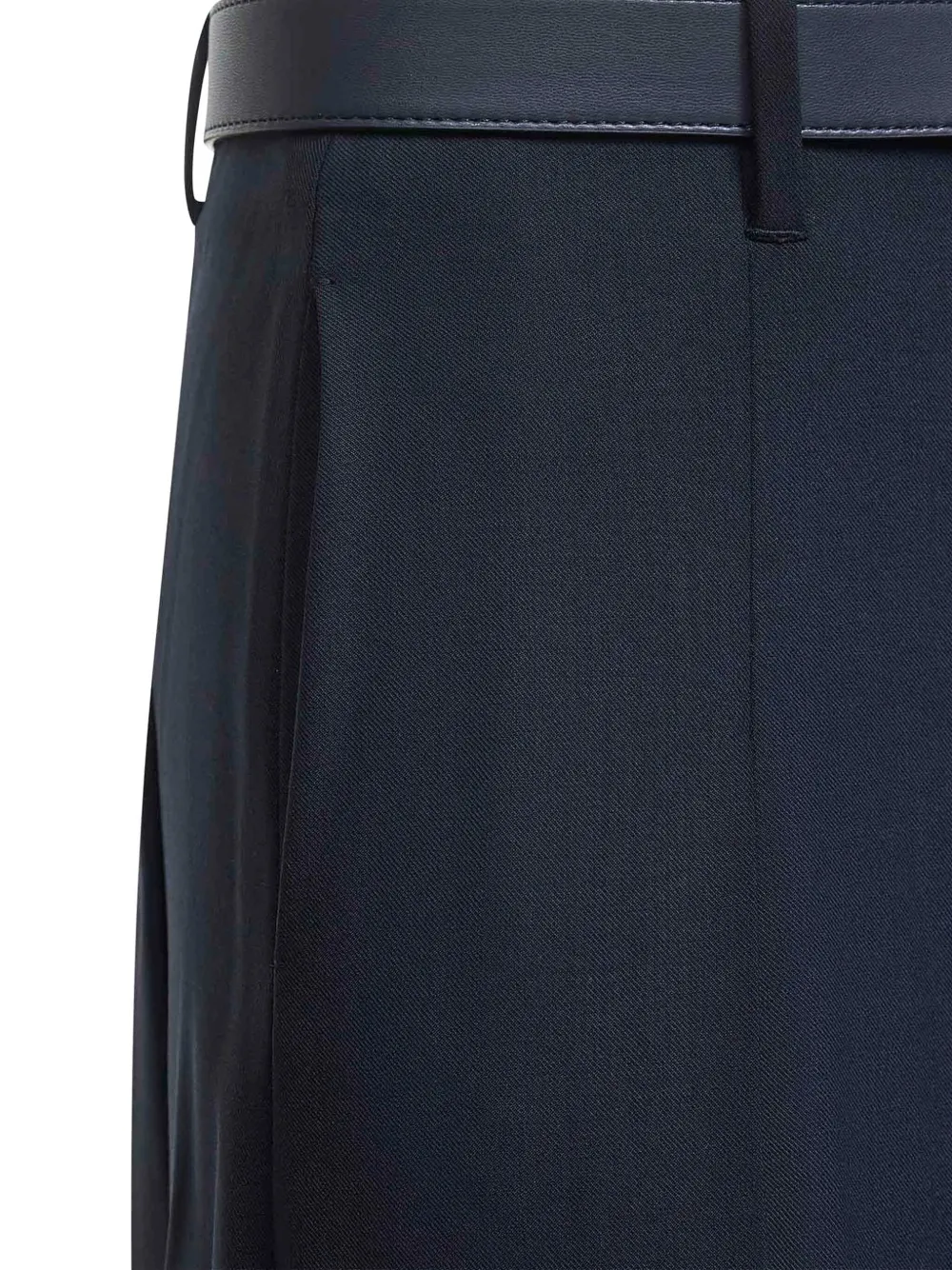 Max Mara Blue Stretch Wool Twill Gimmy Pleated Skirt In Blue