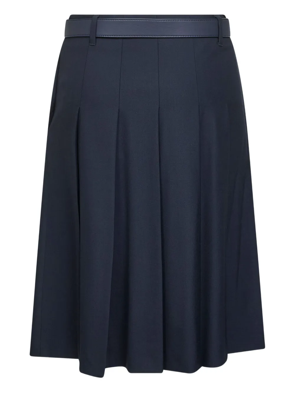 Max Mara Blue Stretch Wool Twill Gimmy Pleated Skirt In Blue