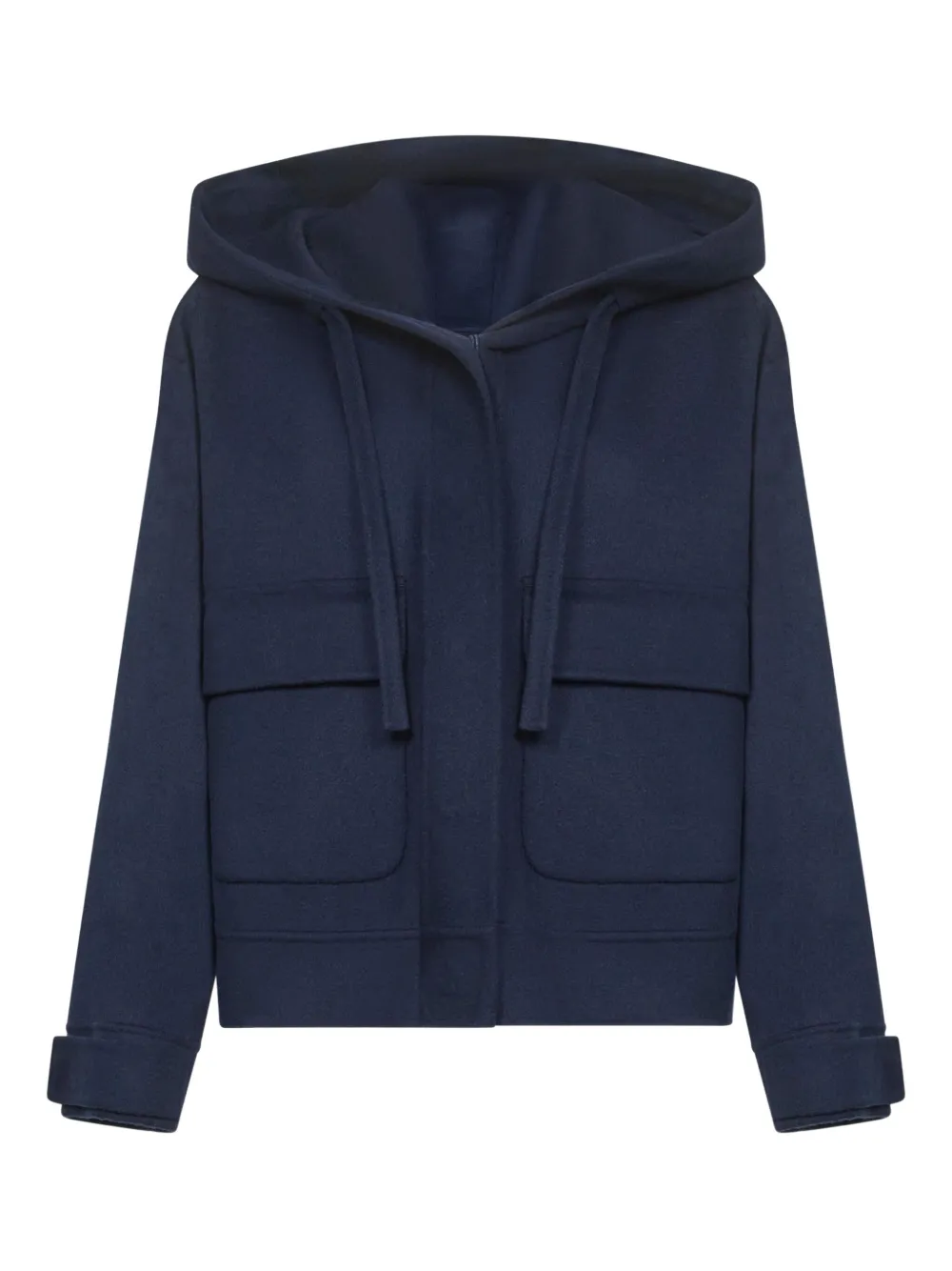 Weekend Max Mara Gary Hooded Patch-pocket Coat In Blue