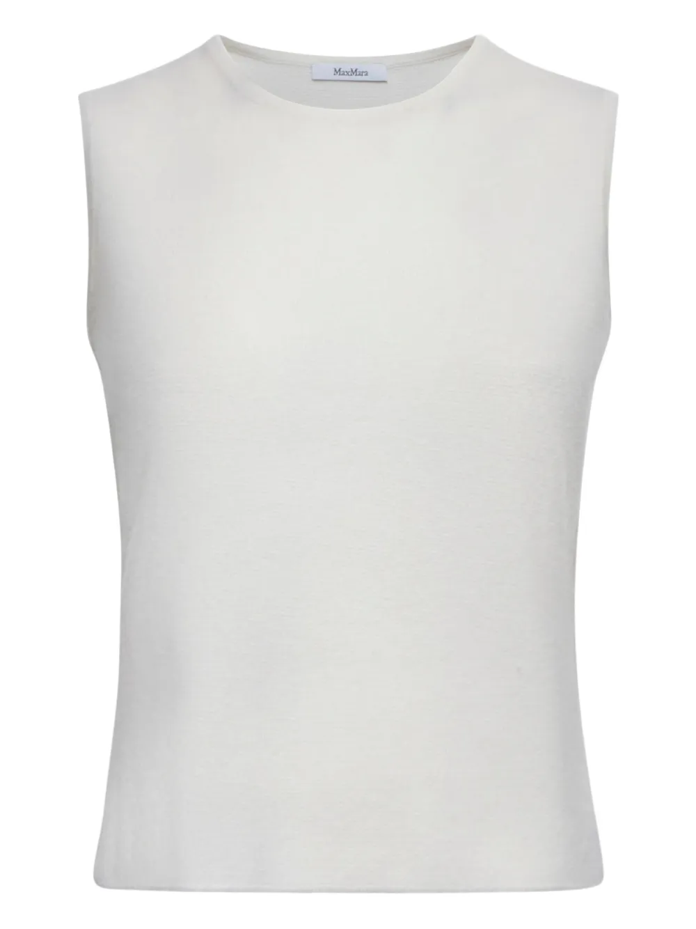 Max Mara Fosco Crew Neck Sleeveless Top In White