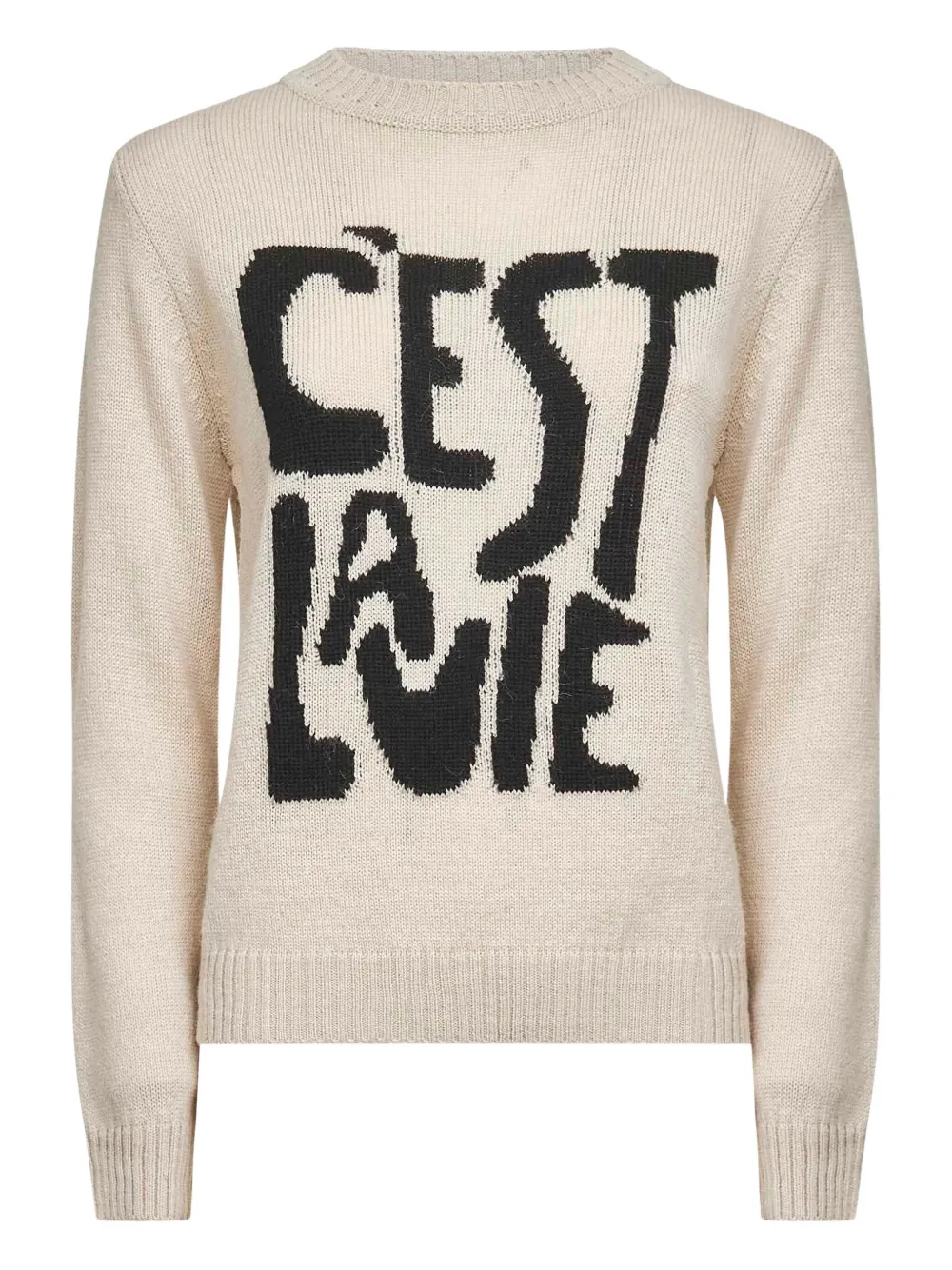 Weekend Max Mara Nitra Intarsia-knit Crewneck Sweater In Brown