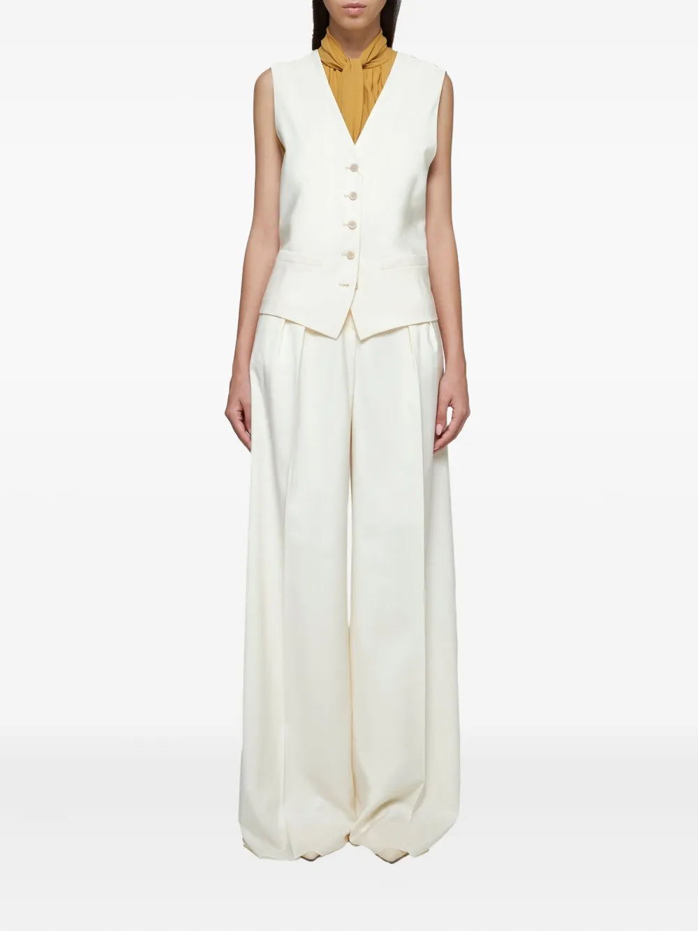 Max Mara Zuai Button Welt-pocket Waistcoat In White