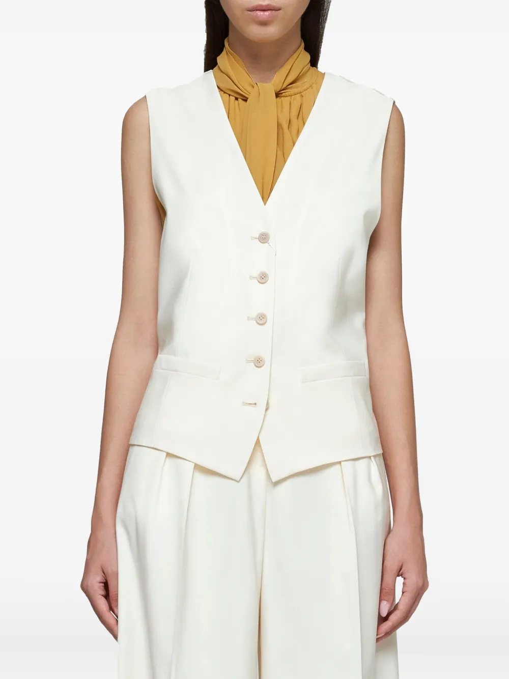 Max Mara Zuai Button Welt-pocket Waistcoat In White