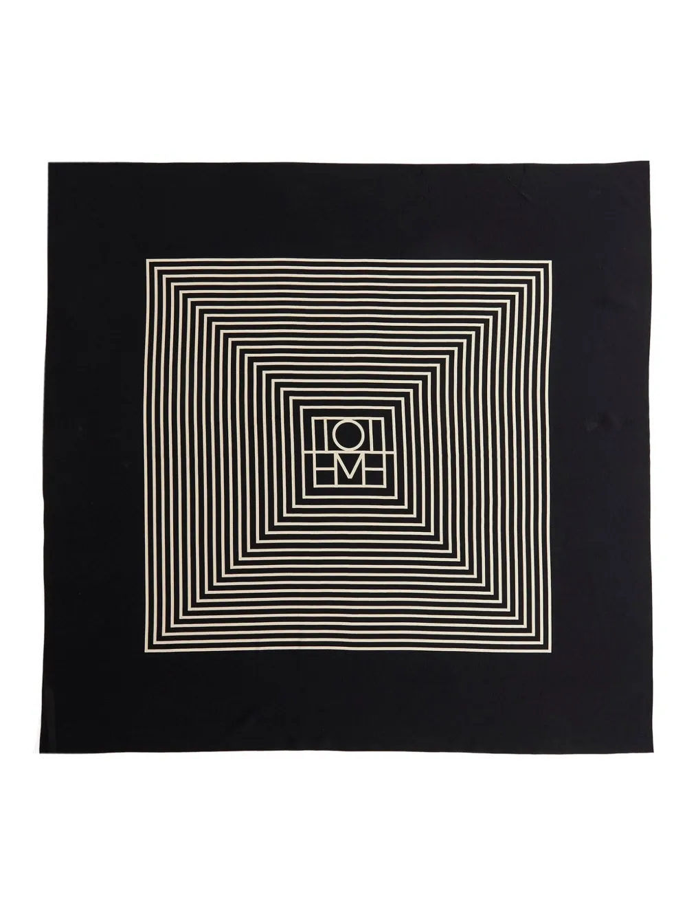 Totême Centered Monogram Silk Scarf In Black