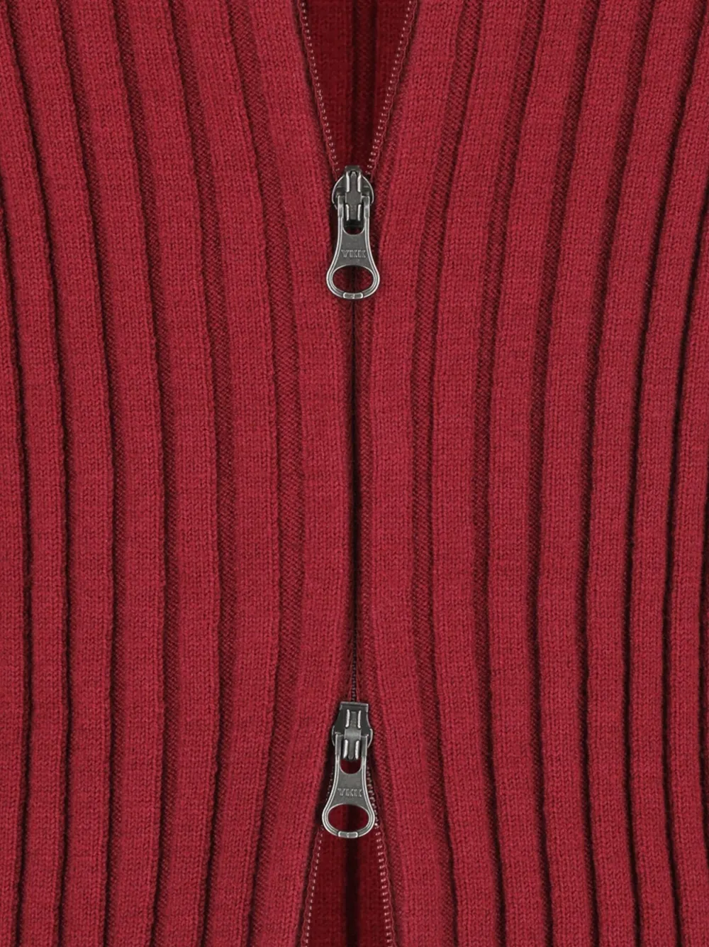 Amomento Ribbed Zip-up Cardigan In Red