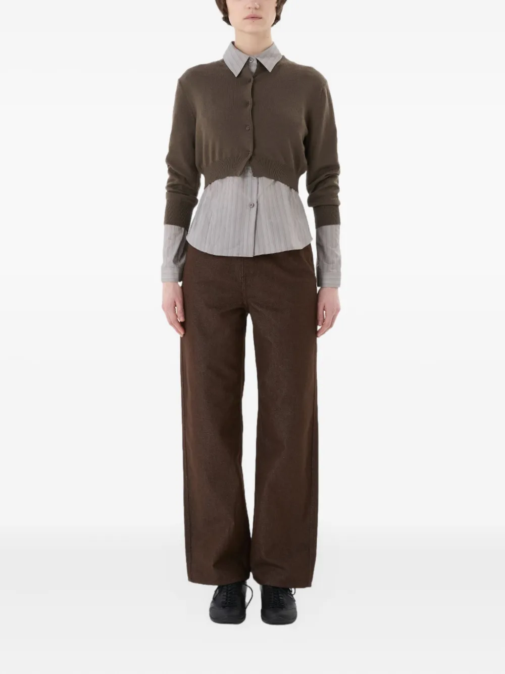 Amomento striped button shirt - Beige