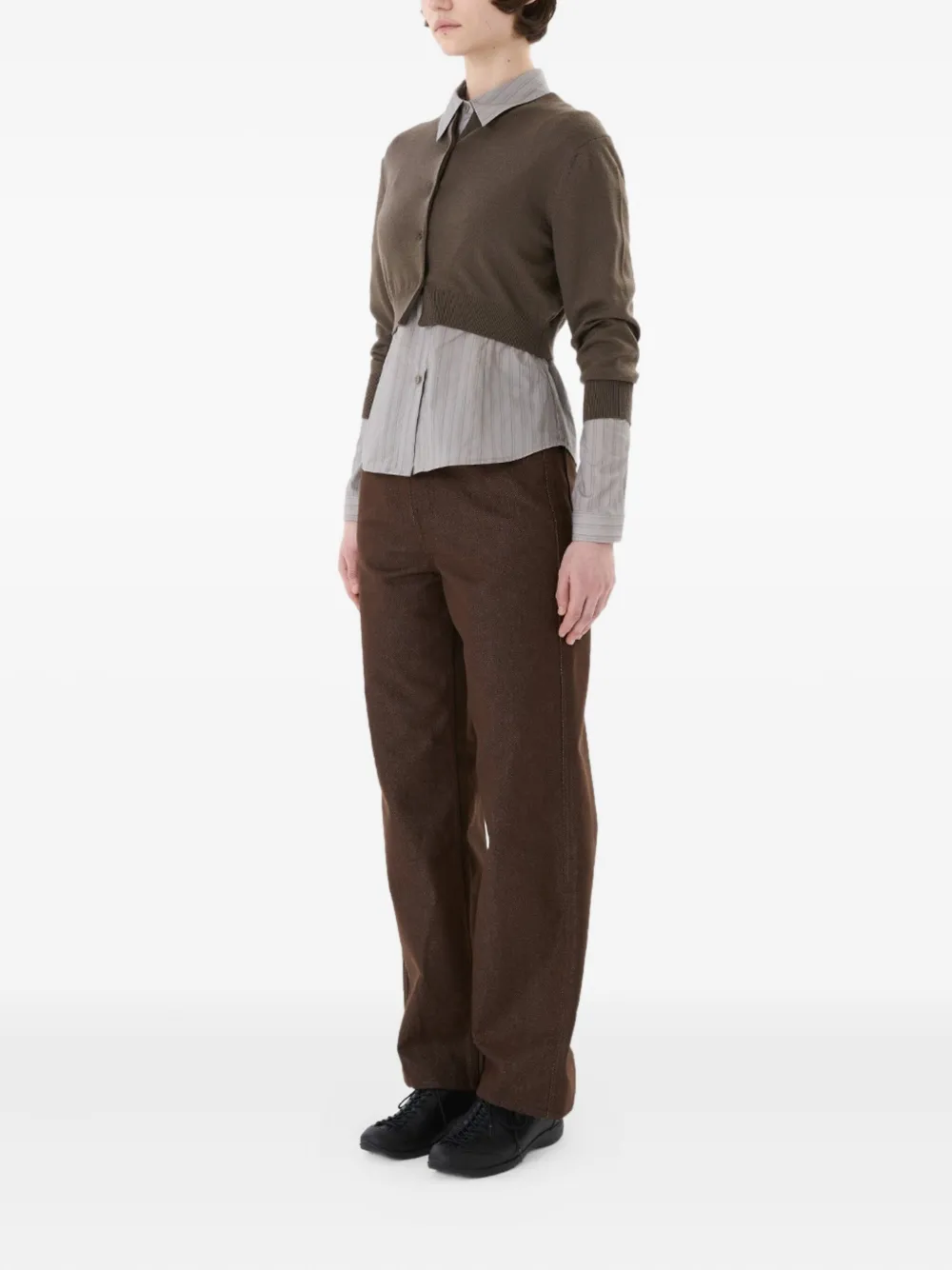 Amomento Striped Button Shirt In Neutral