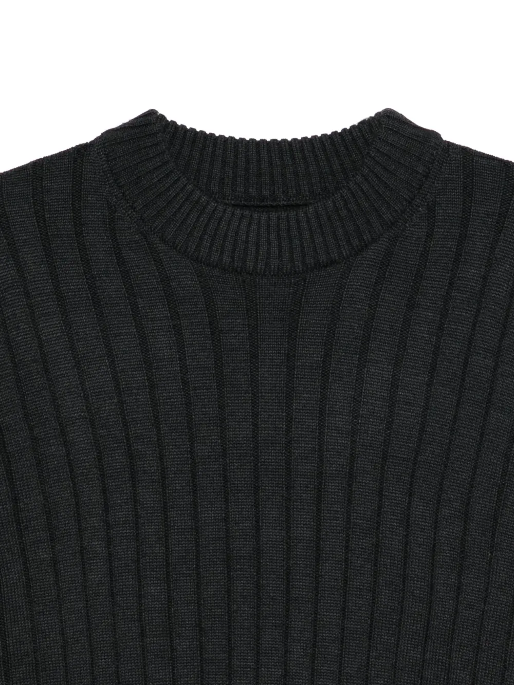 GR10K Geribbelde sweater met ronde hals Grijs