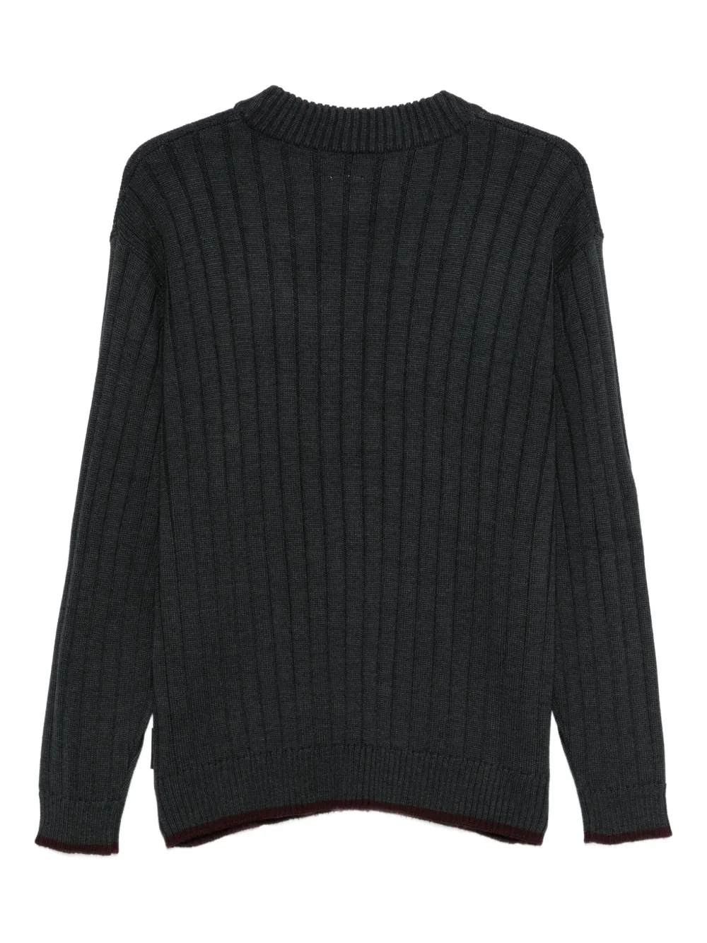 GR10K Geribbelde sweater met ronde hals - Grijs