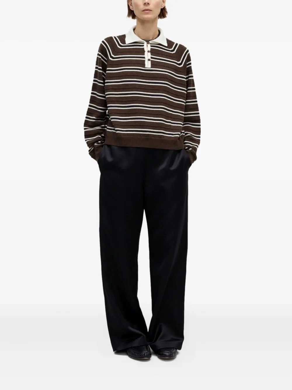Cordera striped merino wool polo top | Polo Tops | Image 2
