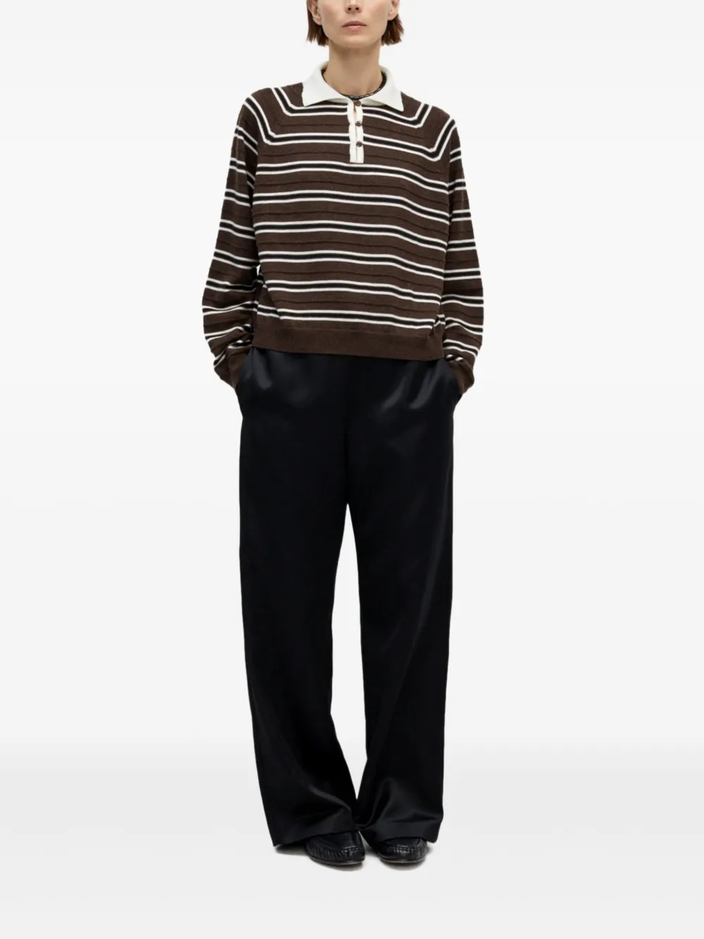 Cordera striped merino wool polo top | Polo Tops | Image 2