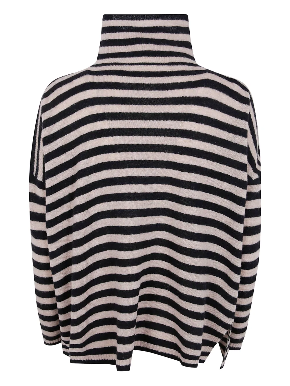 Base Extrafine Merino Wool Striped Turtleneck In Animal Print