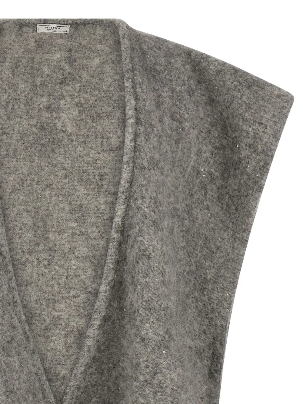 Peserico Cape met pailletten en franje Grijs