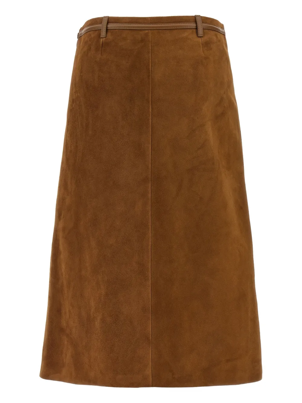 Gucci horsebit suede midi skirt - Bruin