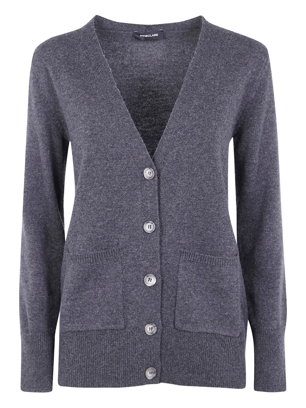 Anne Claire Buttoned Pocket Cardigan In Animal Print