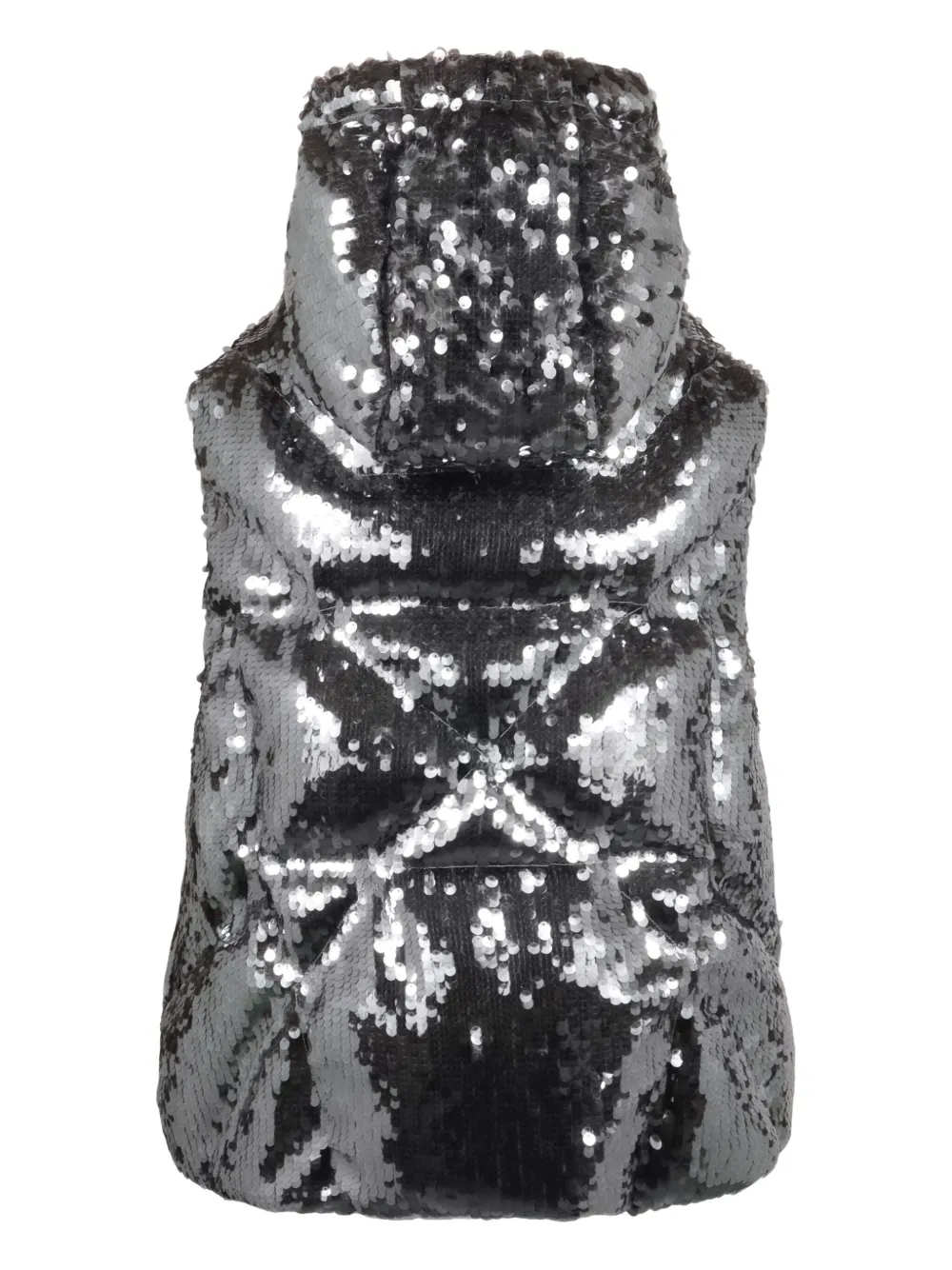 Khrisjoy Iconic Milan Hooded-sequin Vest In Gray