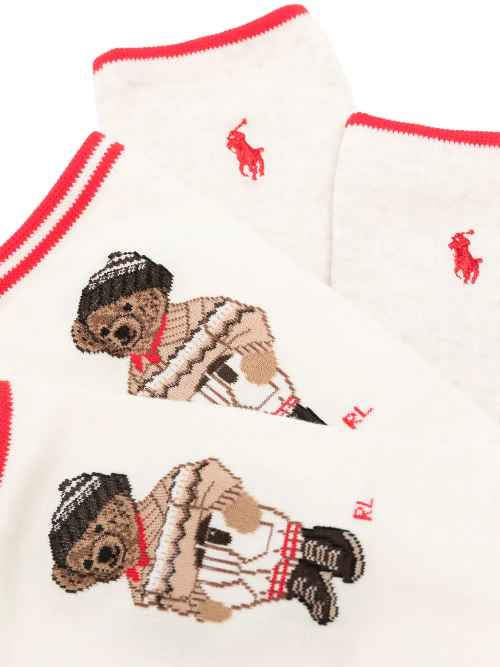 Polo Ralph Lauren Polo Bear-intarsia Socks (pack Of Three) In Neutral