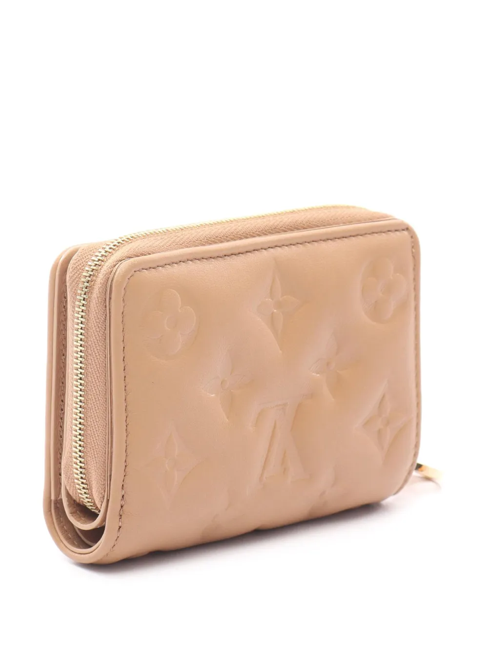 Pre-owned Louis Vuitton 2021-2025 Monogram Embossed Lambskin Lou Coussin Wallet Small Wallets In Brown