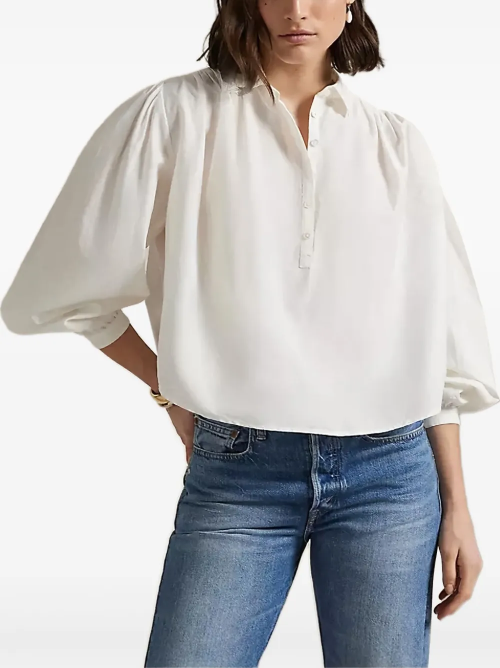 Polo Ralph Lauren バルーンスリーブ ブラウス - ホワイト Polo Ralph Lauren バルーンスリーブ ブラウス - ホワイト