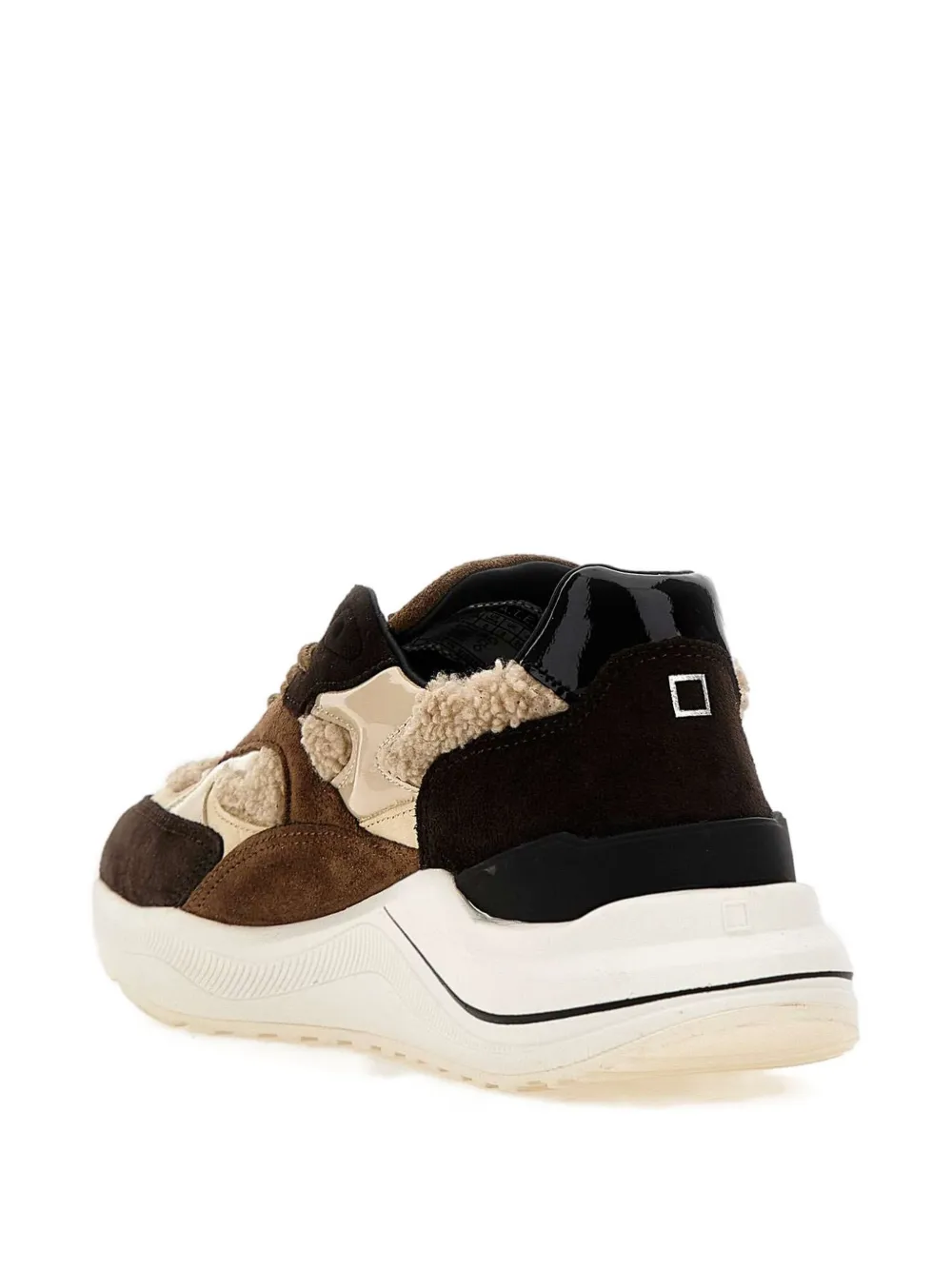 D.A.T.E. Glanzende leren Teddy sneakers Bruin