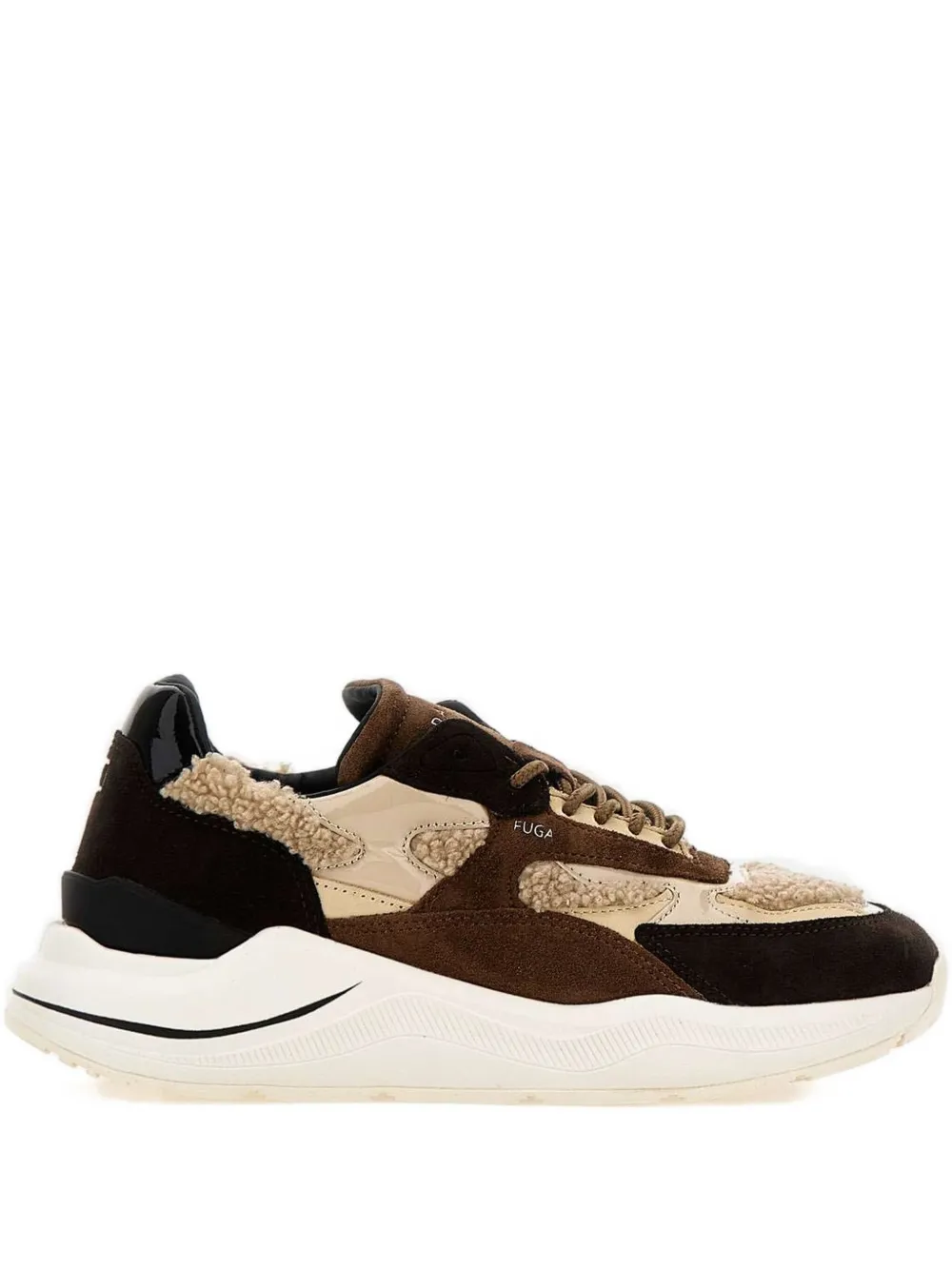D.A.T.E. Glanzende leren Teddy sneakers Bruin