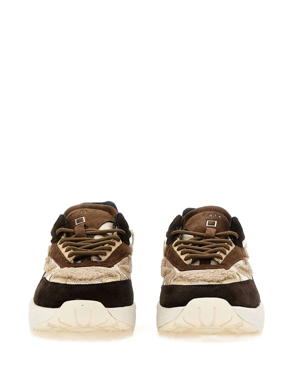 D.A.T.E. Glanzende leren Teddy sneakers Bruin