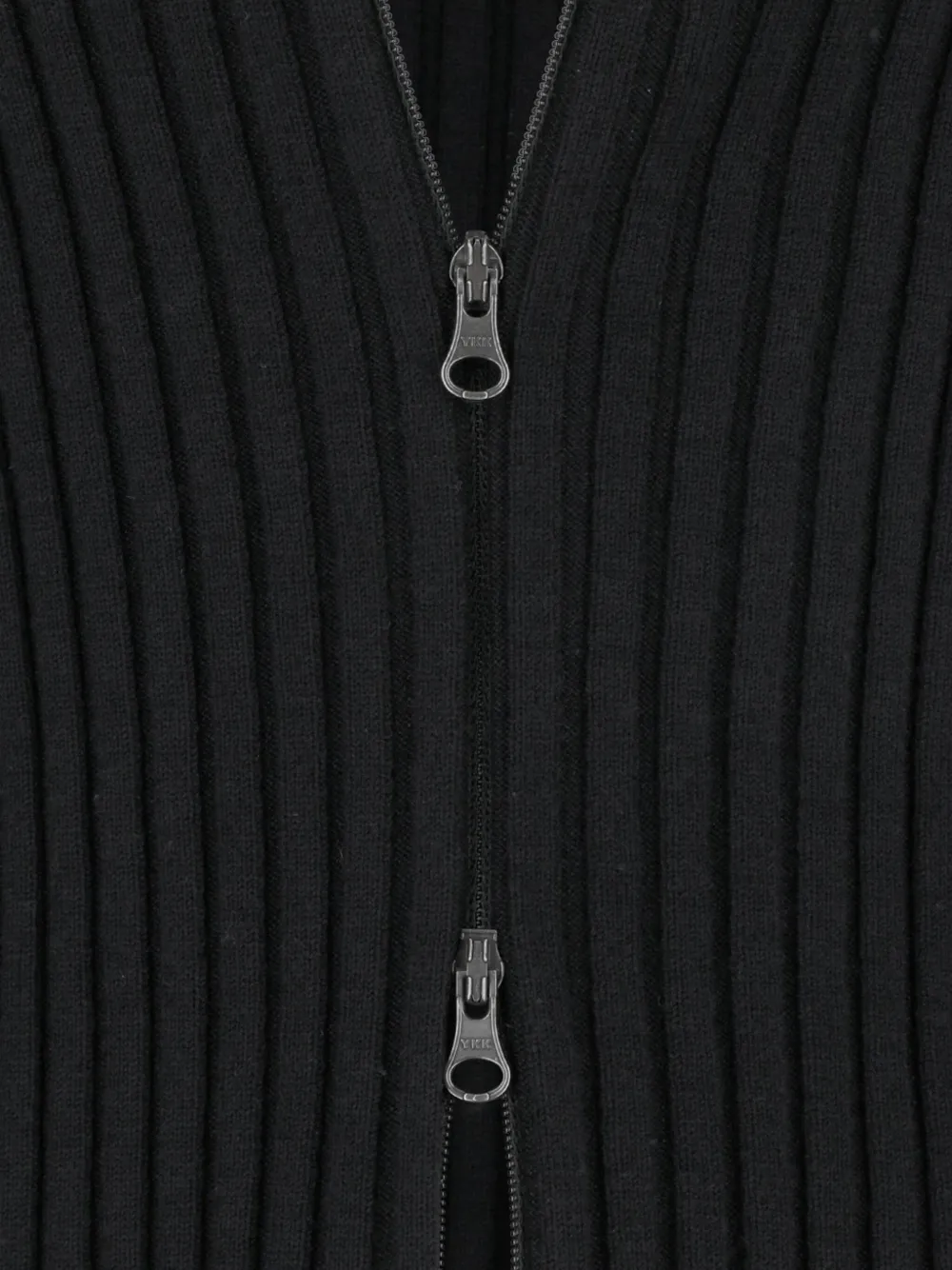 Amomento Ribbed High-neck Cardigan In Black