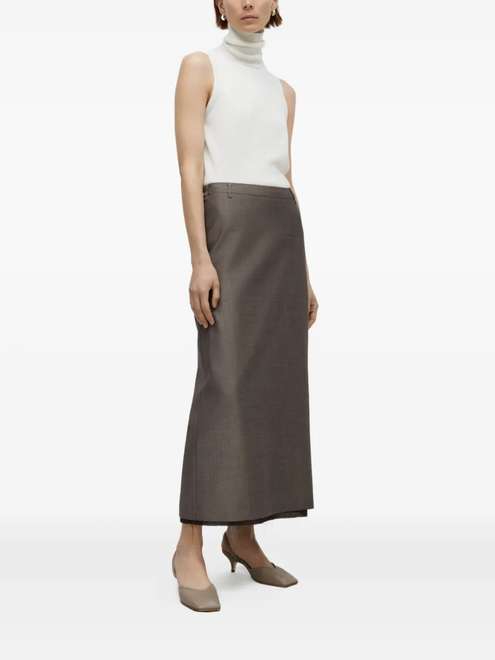 Cordera Frayed Maxi Skirt In Brown