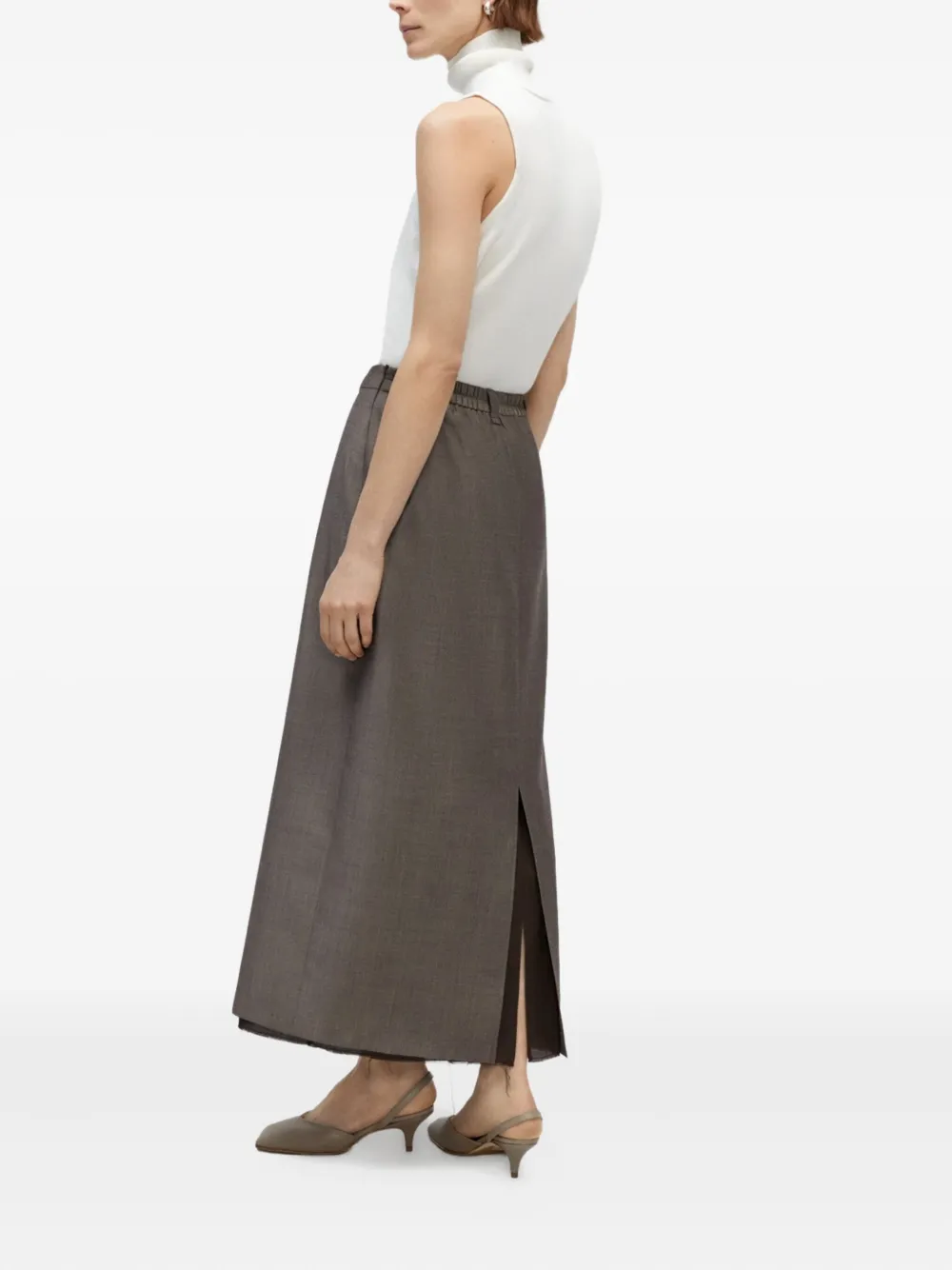 Cordera Frayed Maxi Skirt In Brown